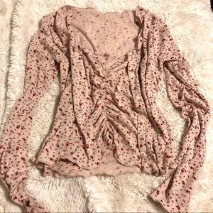 Floral pink cami and cardigan set